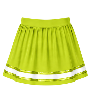 Jupe de cheerleading vert lime plissée, jupe d'uniforme athlétique avec bordure rayée, tenue de performance d'équipe, vêtements de sport personnalisés - Product Image 2