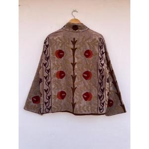 Handmade Velvet Suzani Embroidered Boho Coat Autumn Winter Cotton <b>Jacket</b> Reversible Eco-Friendly Gift for Her - Product Image 3