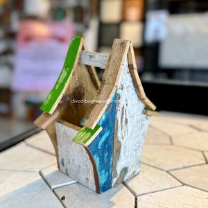 Fournitures de jardin artisanales, décoration intérieure, pots de fleurs / plantes avec design maison, bois de bateau recyclé, couleur originale, vente en gros - Product Image 6