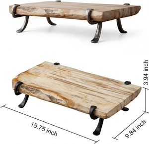 Rustic Wood Serving Tray with Metal Legs Farmhouse Display Riser Decorative Wooden Tray - Product Image 4