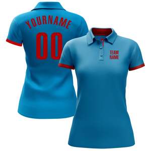 เสื้อโปโลผู้ชายสีน้ำเงินแบบกำหนดเอง แขนสั้น ผ้าถักโพลีเอสเตอร์ ระบายอากาศได้ดี พิมพ์ชื่อทีมด้านหน้า ชื่อของคุณ 00 ด้านหลัง - Product Image 5