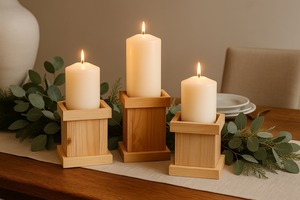 Nuevo diseño de portavelas de madera de mango, soporte para velas navideñas, portavelas de madera tipo huracán - Product Image 5