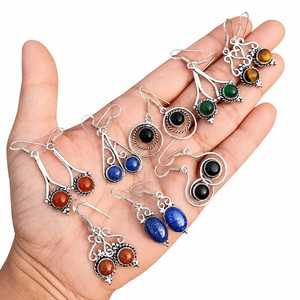 Wholesale Brass Mixed Gemstone <b>Dangle</b> <b>Earrings</b> Women's Classic Party Fashion Silver/<b>Gold</b> Plated Bulk Supplier Boutiques - Product Image 1