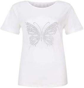 Camiseta con logo brillante para mujer, diseño brillante estampado, manga corta, moda urbana, cómoda camiseta para mujer - Product Image 1