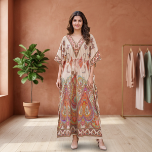 ชุดเดรสยาวสไตล์โบฮีเมียนสำหรับผู้หญิง พิมพ์ลายดิจิทัล ทรงหลวมสบายๆ สำหรับฤดูร้อน จากอินเดียและปากีสถาน - Product Image 1