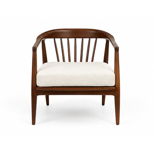 Sillón de Exterior Moderno de Madera de Teca Sólida con Cojín Redondo para Piscina, Patio, Jardín, Villa, Resort, Hotel - Product Image 5