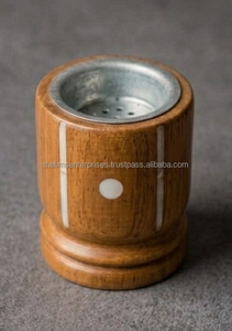 Brûleur à bakhoor rond miniature en bois incrusté de coquillages, avec plaque en maille, logo et design personnalisés, en gros - Product Image 4