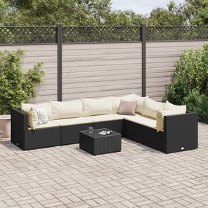Set Lounge da Giardino Nero e Bianco Crema per Esterni - Product Image 1