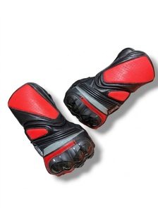 Gants de moto en cuir véritable pour la vente en gros, à manchette courte, avec protection des articulations rigides, équipement de motard urbain, gants de course orange - Product Image 4