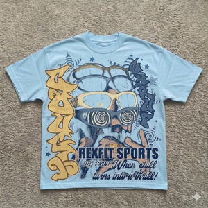 เสื้อยืดคอตตอนเปล่าพิมพ์ลายโลโก้แบบกำหนดเอง REXFIT SPORTS สำหรับงานพิมพ์ซิลค์สกรีนแบบรีดร้อน เสื้อผ้าสตรีทแวร์ผู้ชาย - Product Image 2