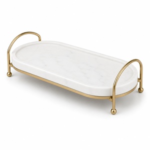 <b>Black</b> marble tray gold handle serving tray decorative organizer <b>vanity</b> tray coffee <b>table</b> tray bathroom tray jewelry tray luxury - Product Image 3