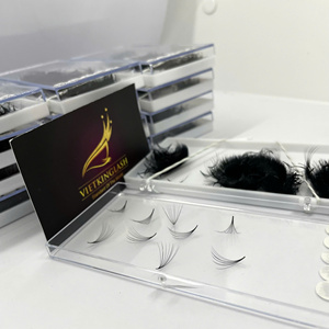 Extensions de cils en éventail à base pointue et fine, 10D 12D 14D, 0.05mm, noir mat, en fibre synthétique PBT coréenne, faites à la main, en plateaux, marque privée, haute qualité - Product Image 1