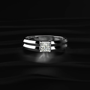 Bague en diamant taille princesse 0,5 carat, or blanc, diamant cultivé en laboratoire, bague solitaire, design tendance et élégant pour homme - Product Image 1