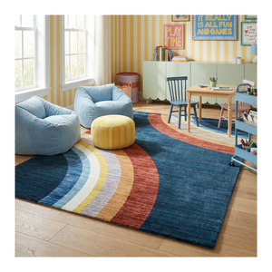 <b>Rainbow</b> Arch Modern Colorful Navy Blue Kids Area <b>Rug</b> Loom Made 100% Polyester Rectangle Decorative Carpet - Product Image 4
