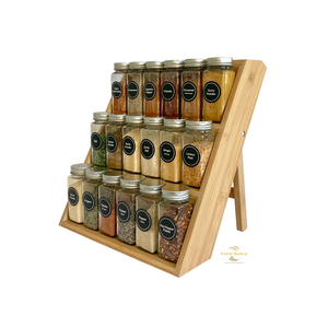 Estante para Especias de Madera Duradero, Organizador de Especias de Madera Maciza Natural para Almacenamiento en la Encimera de la Cocina - Product Image 2