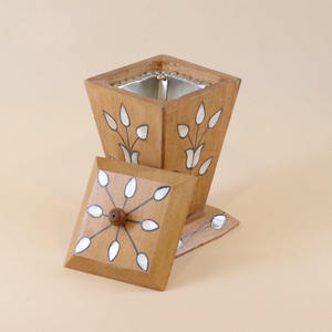 Ensemble de brûleurs d'encens en bois avec incrustation florale MOP, encensoir de luxe Bakhoor en gros avec plateau en acrylique et boîte de rangement, décoration de table moderne - Product Image 2