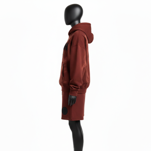 Ensemble court en molleton de coton premium 320 GSM pour femme, marron délavé, avec logo brodé sur le côté. - Product Image 3