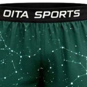 Emerald Green White Speckled Print Sports <b>Shorts</b> with <b>Elastic</b> <b>Waistband</b> Lightweight Breathable Athletic Gym Training - Product Image 5