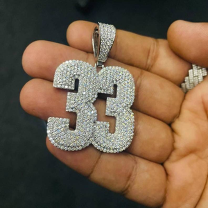 Pendentif numéro trente-trois en diamant de laboratoire, style hip-hop, collier de luxe pour homme, breloque tendance - Product Image 1