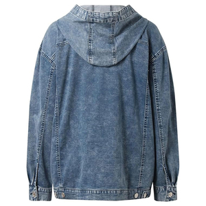 Sudadera con capucha informal de invierno para mujer, lavado ácido, con logo personalizado, tejida, de corte holgado y hombros caídos, al por mayor - Product Image 5