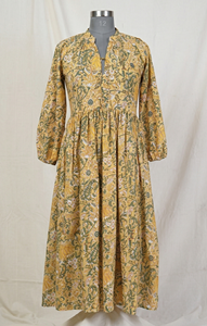 Vestido Largo Bohemio Informal para Mujer, 100% Algodón Ecológico, Estampado con Bloques Indios - Product Image 3