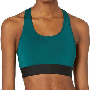 Women's Racerback Sports Bra Crew Neck Ribbed High Support Quick Dry Breathable Yoga <b>Top</b> Solid Color Seamless Design <b>Crystal</b> - Product Image 1