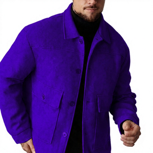 Chaqueta Bomber Casual Negra de Invierno para Hombre con Cuello Mao, Cierre de Cremallera, Corte Regular, Color Sólido, Tela de Lona, Logotipo Frontal - Product Image 2