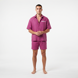 Conjunto de Camisa y Pantalones Cortos para Hombre, Corte Holgado, Ropa de Verano a Juego, Camisa de Manga Corta con Botones, Estilo Veraniego - Product Image 4