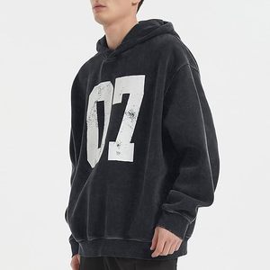 Oversized Acid Wash Hoodie Vintage Unisex Faded Hooded Sweatshirt Custom Logo Streetwear - Product Image 4