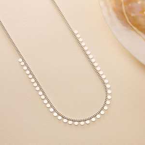 Hallmark <b>Silver</b> Rhodium Plated Minimalist Sequined Casual Necklace - Product Image 2