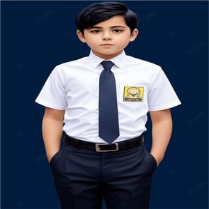 Camisa Escolar de Manga Corta de Algodón al por Mayor, Personalizada, para Niños - Product Image 6