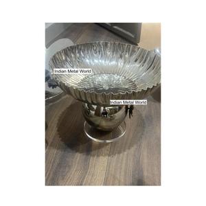 Cuenco de Metal Decorativo Vintage de Primera Calidad, Plateado, de Acero Inoxidable, con Base Floral Acrílica, al Precio Más Bajo - Product Image 6