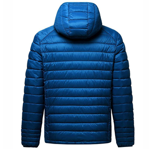 Veste matelassée à capuche pour homme, rembourrée de duvet, coupe-vent, fermeture éclair, vêtements d'hiver décontractés, coupe régulière, 100% polyester - Product Image 2