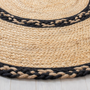 Alfombra de yute/algodón tejida a mano de fibra natural en marrón/Negro Juego de alfombras y accesorios - Product Image 6