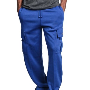Pantalones Cargo Tácticos de Trabajo de Pesca en Color Azul Liso con 4 Bolsillos, Pierna Ancha, Estilo Vintage, Acampanados y Holgados - Product Image 1