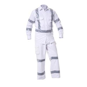 Combinaison de travail réfléchissante blanche pour hommes, en coton, haute visibilité, avec poches et ajustement réglable pour usage industriel - Product Image 3