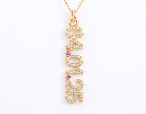 Collar con Colgante de Número Chapado en Oro de 18K con Circonita Cúbica Engastada, Piedra de Nacimiento de Abril 04.01.25, Estilo Minimalista - Product Image 3