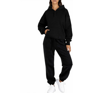 Women OEM <b>Plain</b> <b>Tracksuit</b> Soft Fleece Hoodie and Jogger Pants Set - Product Image 1
