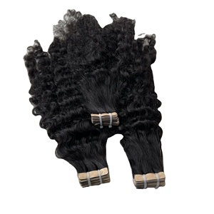 Extensions de cheveux à clips en ruban adhésif 100% cheveux humains vietnamiens, double trame, donneur unique, cuticule, extensions de cheveux à clips en ruban adhésif, cheveux bruts, boucles profondes - Product Image 3
