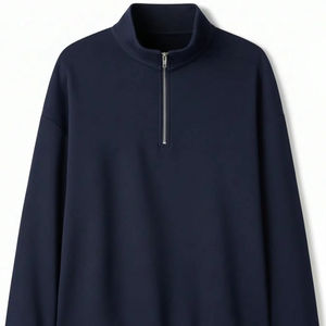 Sudadera con media cremallera y cuello personalizado, con personalización completa, sudadera con capucha de invierno con costuras en contraste bordadas. - Product Image 1