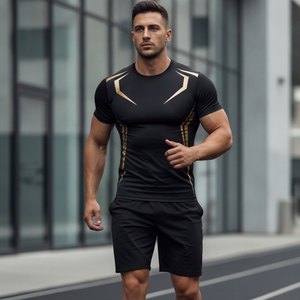Wholesale Custom Men Compression T Shirt Quick Dry Gym Fitness Wear <b>Athletic</b> Sports Tight Blank Running Tee Shirt OEM - Product Image 5