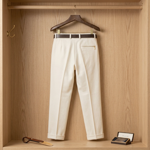 Pantalones Casuales Blancos para Hombre, Pantalones de Pierna Recta, Cintura Media, Tejido Ecológico de Algodón y Elastano - Product Image 2