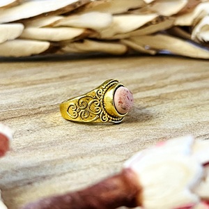 Trendy Boho Turquoise Engagement <b>Ring</b> Tribal Brass Jewelry Women 18K <b>Gold</b> Plated Bezel Set Geometric <b>Cocktail</b> <b>Ring</b> Third Party - Product Image 5