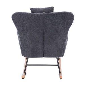 Poltrona a dondolo ecologica grigio scuro con schienale alto per soggiorno - Product Image 4