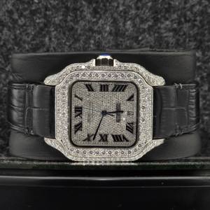 Reloj Mecánico Automático de Acero Inoxidable con Incrustaciones de Moissanita, Estilo Hip Hop - Product Image 1