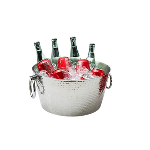 Luxury Iron Galvanized <b>Bar</b> Stainless Steel Round Ice Bucket with Tongs Rust Resistant Minimalist Design Party Beverage Cooler - Product Image 5