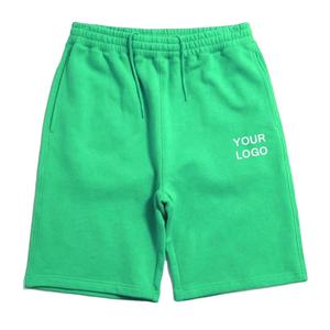 Pantalones Cortos Bermuda de Lana Verde para Hombre, Tejido de Punto Sólido, Cintura con Cordón, Bolsillos Delanteros, Impresión de Logotipo Personalizado, Transpirables, Casuales - Product Image 1