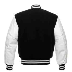 High Quality Customized Printing Front Eco-Friendly Leather Canvas Casual Winter Zipper Waterproof Breathable <b>Men</b> Varsity Jacket - Product Image 2