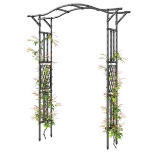 Arco da Giardino in Acciaio Rivestito in PE con Parte Superiore Estesa, Recinzione Nera e Cancelli - Product Image 1
