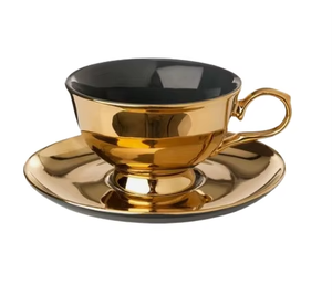 Tasse et soucoupe en acier inoxydable de qualité supérieure, à hauteur de l'œil, avec extérieur froid au toucher, étanches et compatibles lave-vaisselle, poids premium pour une sensation luxueuse - Product Image 3